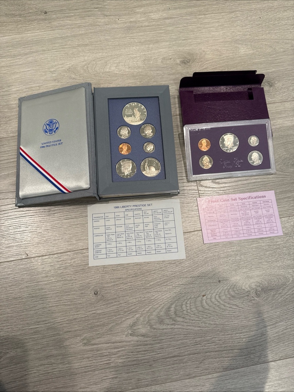 1986 Prestige Set and 1986 Proof Set Complete Coin Sets U.S Mint